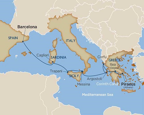 8 Days - A Piece of Greece, a Slice of Sicily & the Corinth Canal [Athens to Barcelona]