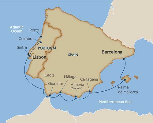 12 Days - Portuguese Passages & Spanish Shorelines Cruise Tour [Barcelona to Lisbon]