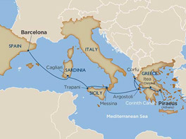 8 Days-A Piece of Greece, a Slice of Sicily & Corinth Canal [Athens, Greece to Barcelona]